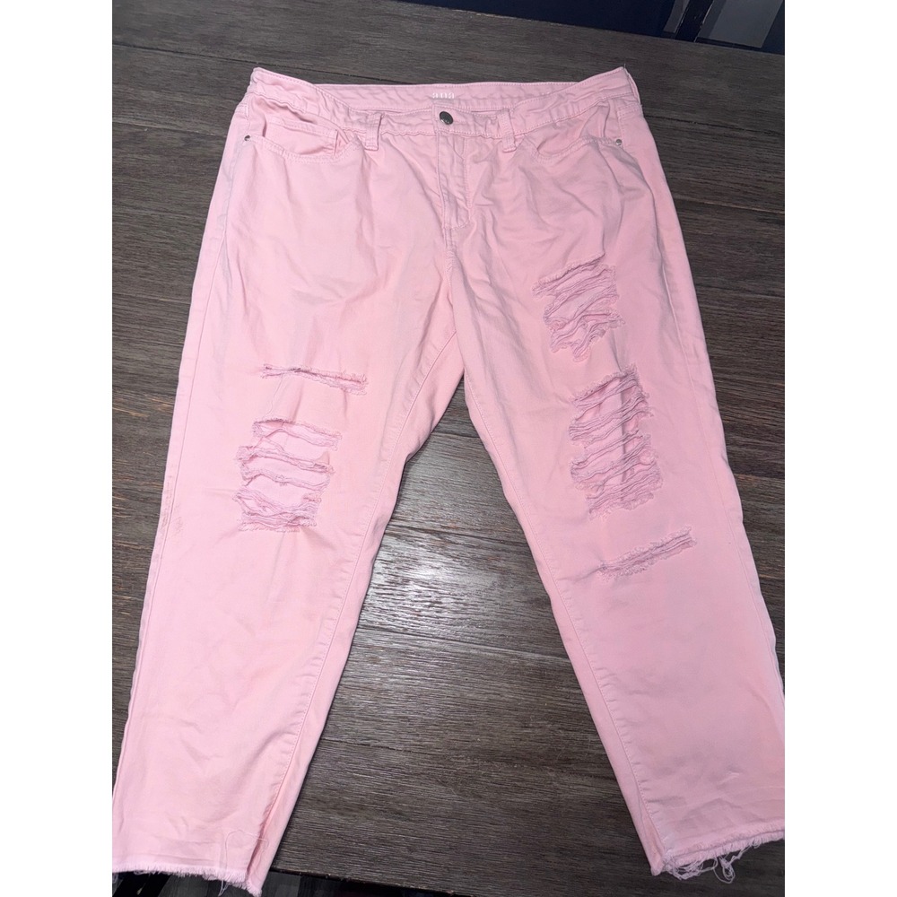 ANA A New Approach Pink Skinny Ankle‎ Jeans Distressed Shredded Size 14 Women